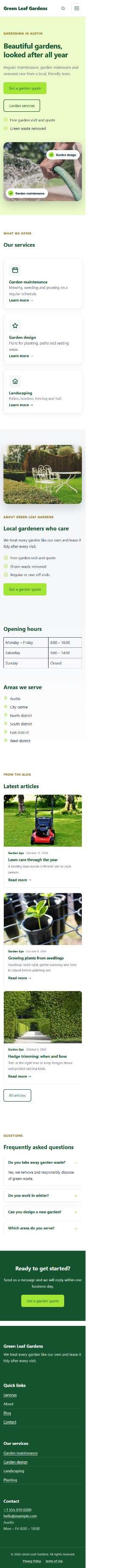 Web Design Portfolio 24 gardening mobile