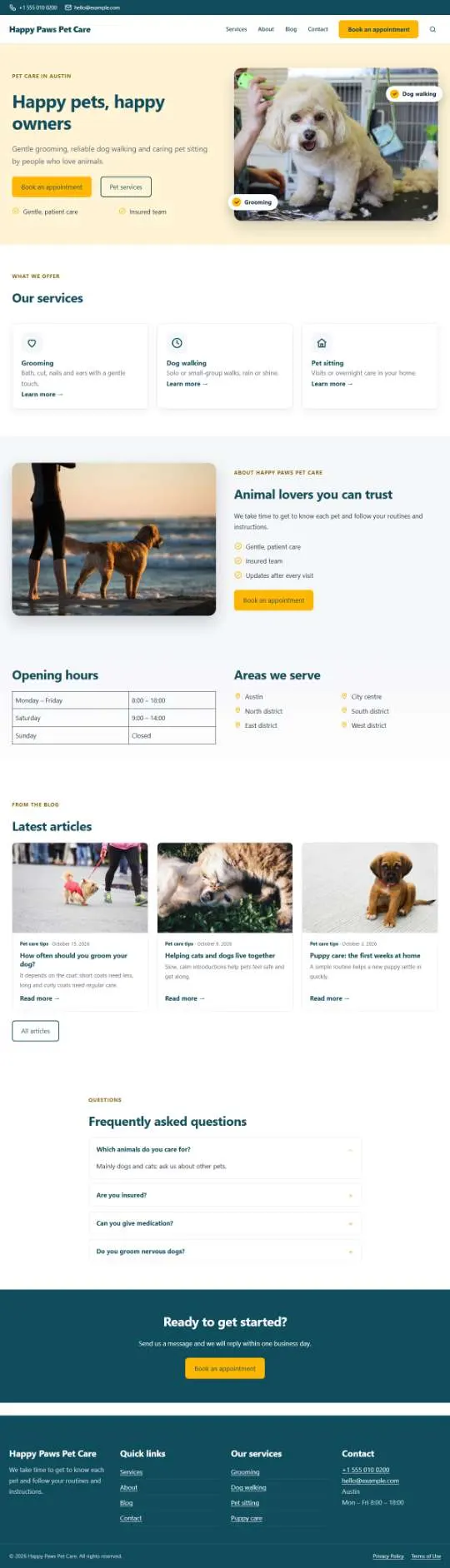 Pet Care & Grooming website design by SEMRS