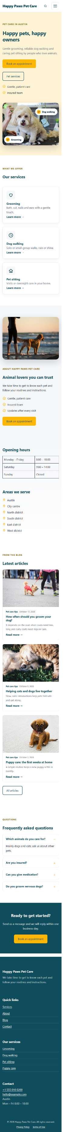 Web Design Portfolio 26 pets mobile