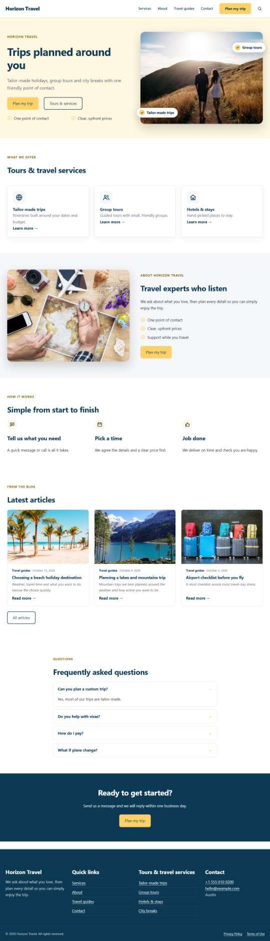 Web Design Portfolio 53 travel agency desktop