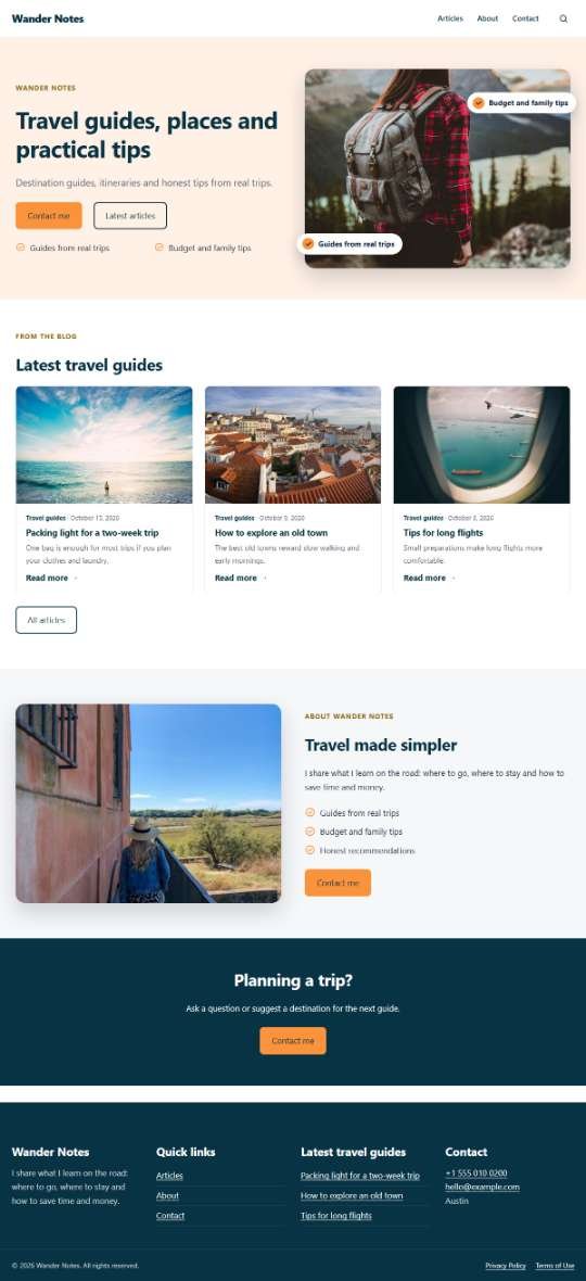 Web Design Portfolio 31 travel blog desktop