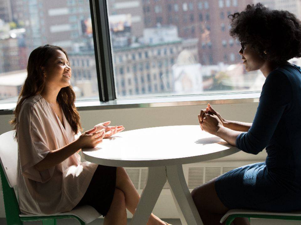 Consultant talking with a client