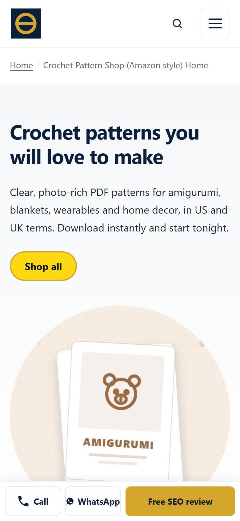 Web Design Portfolio 48 crochet shop amazon mobile