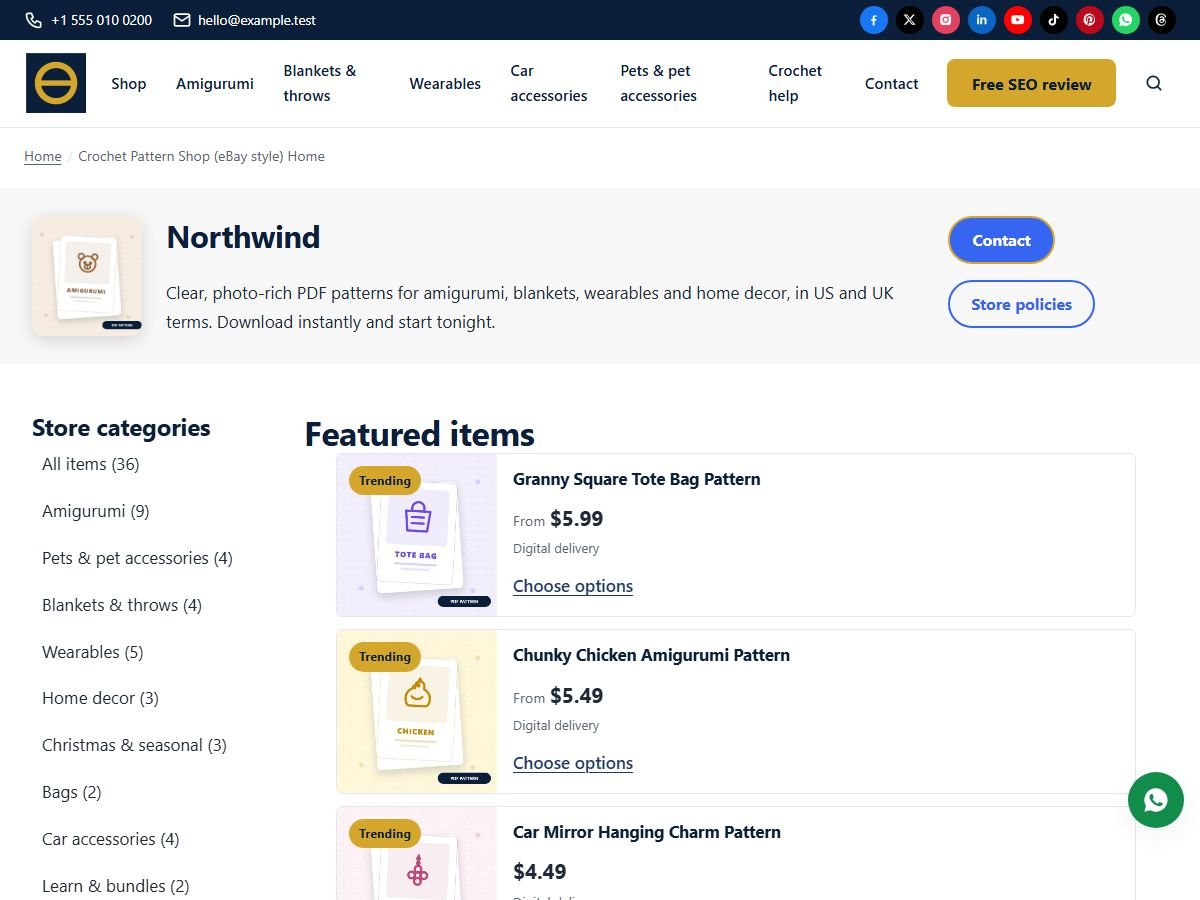 Web Design Portfolio 45 crochet shop ebay desktop